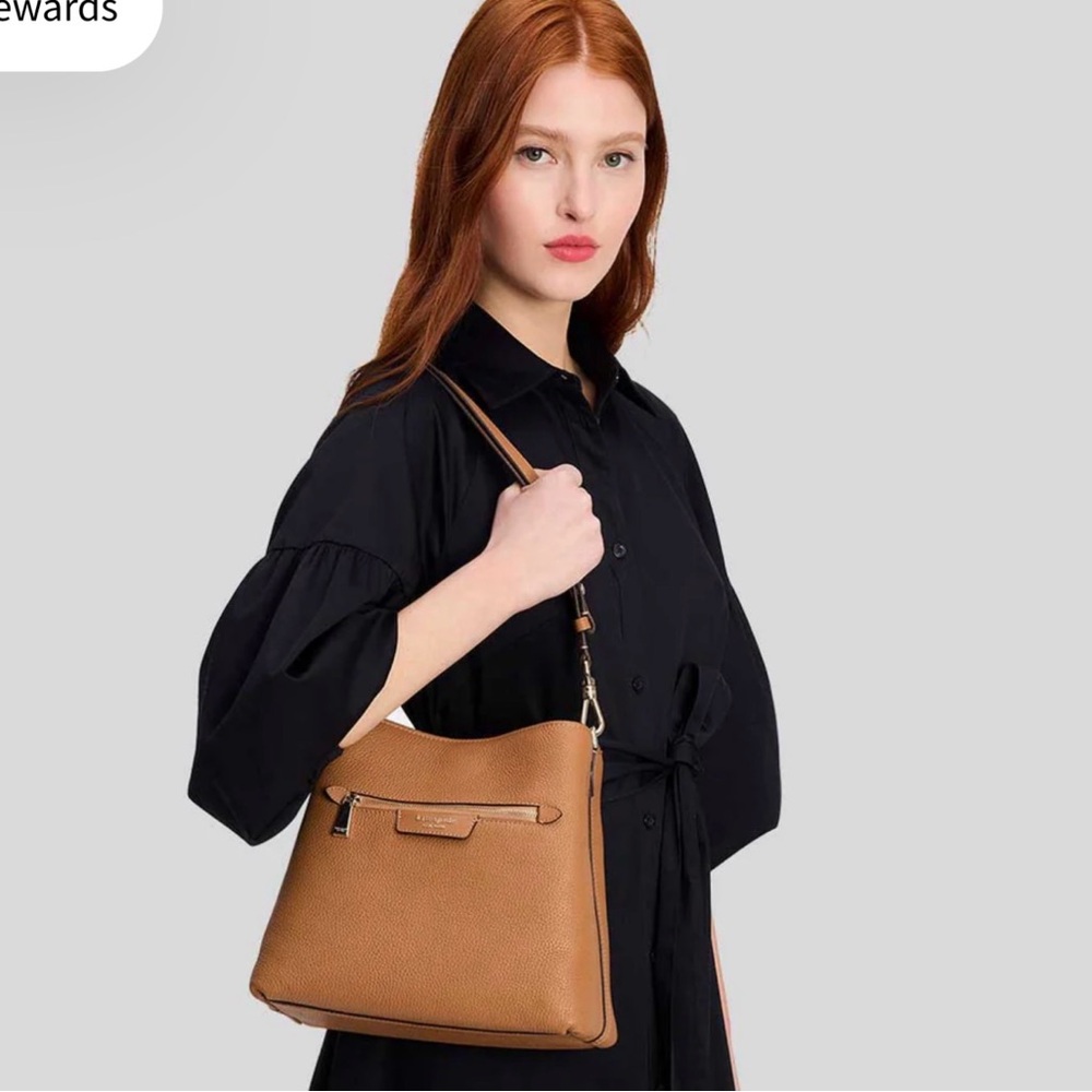 Kate Spade Hudson Pebbled Leather Shoulder Bag in Bungalow